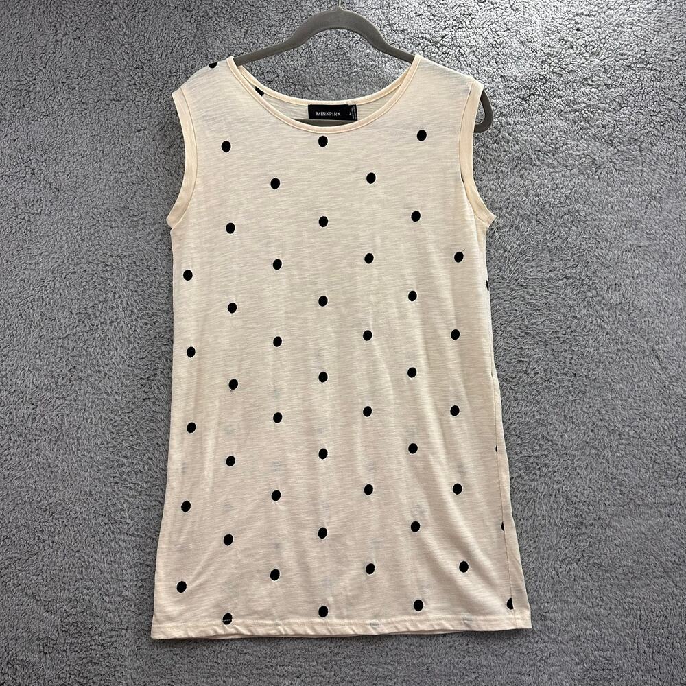Minkpink Women's Medium Tank Top Tunic Length Embroidered Polka Dot Casual